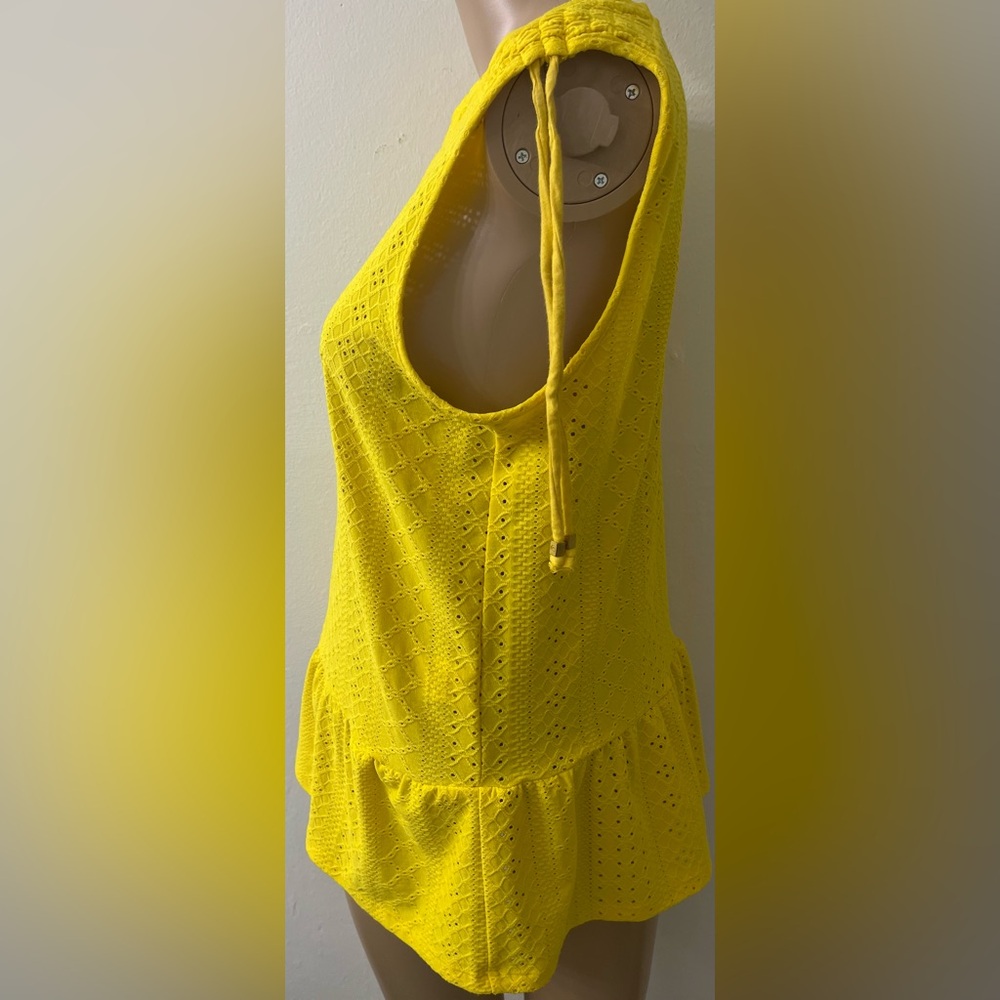 Michael Kors Vibrant Yellow Eyelet Tops Women Size Small - Picture 3 of 10
